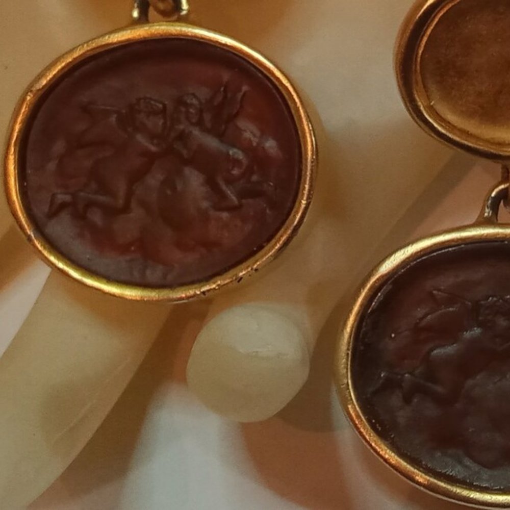 Vintage Lagerfeld Putti Cherub Silver Linings Earrings